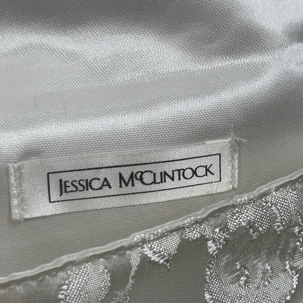 Jessica McClintock Evening Clutch Jacquard Cream OS 90s Vintage Bridal Formal